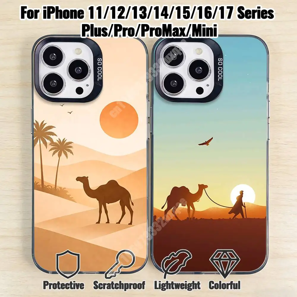 

Boho Desert Camels Phone Case for iPhone 17 16 15 Max Mini 14 13 Pro Plus 12 11 X XS Air IMD Cover