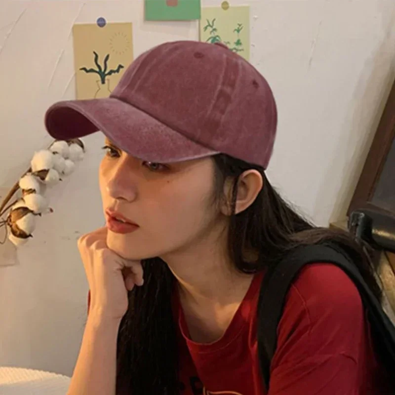 Topi Baseball Denim Dicuci Pria Wanita Snapback Vintage Hip Hop Warna Solid Bone Casquette Outdoor Kasual Olahraga