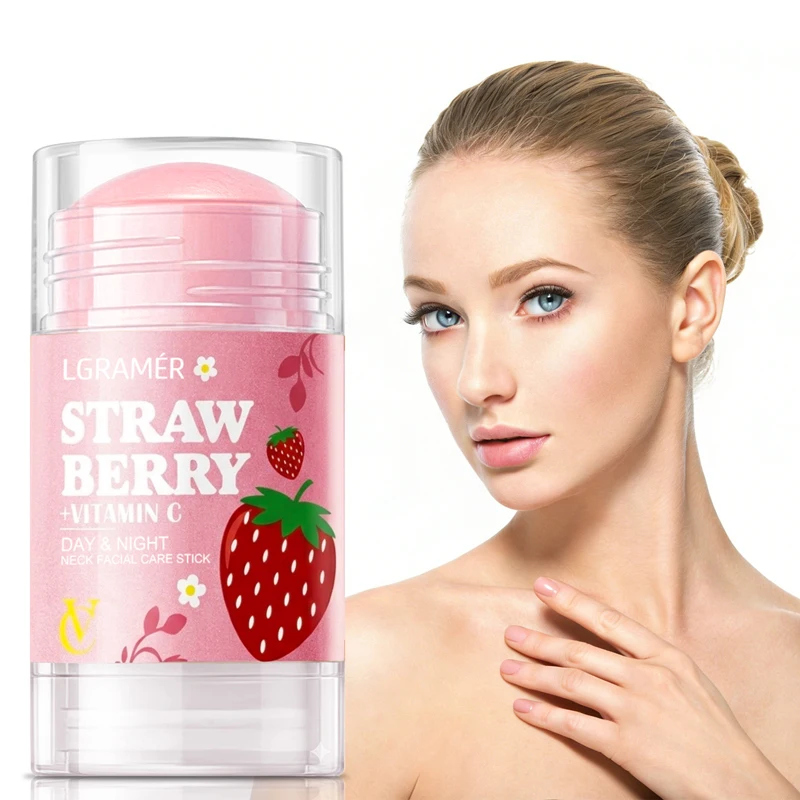 Crema Facial Reafirmante VC en Barra, Suavizante de Arrugas, Crema Facial de Fresa para Cuello, Hidratante, Blanqueadora, Iluminadora, Absorción Profunda