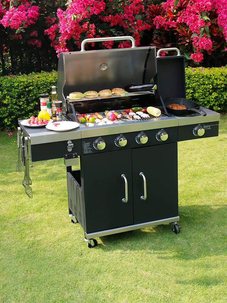 Courtyard Barbecue Villa Large Gas Barbecue Rack American BBQ Smokeless Stew Oven Gas Grill