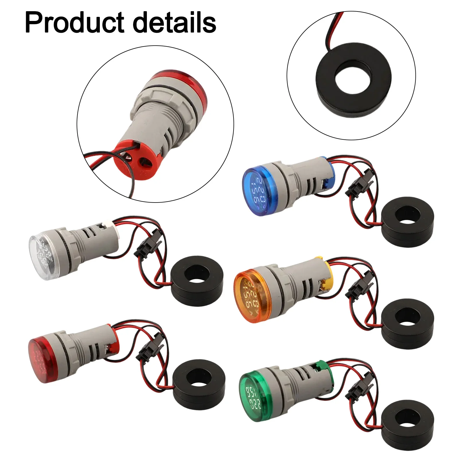 5pcs Volt Amp Meter AC 20-500V 100A Voltage Current Monitor Digital LED Display Measurement Panel Voltage Ammeter Signal Lamp