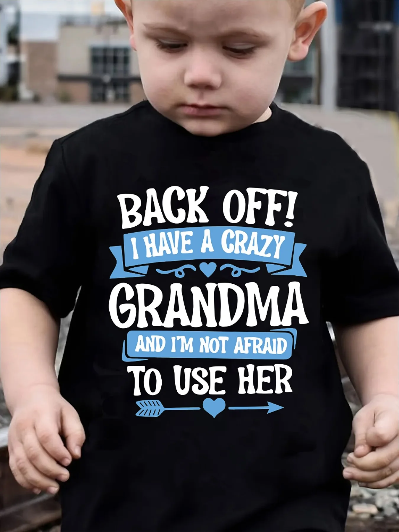 Boys Fashion Children's T-shirt Back Off! I Have A Grandma Letter Print Children's Cute Short Sleeve T-shirt Casual Top