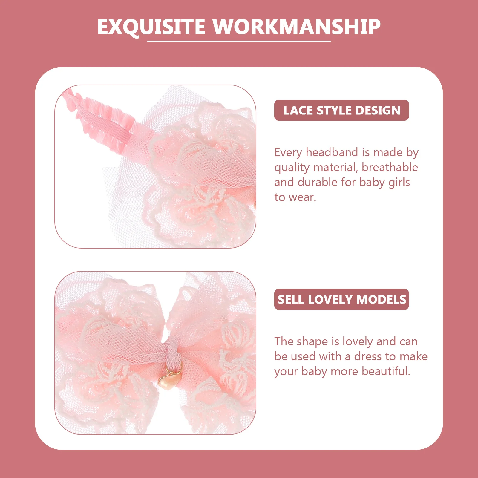 

2Pcs Bow Baby Hair Bands Creative Lace Headbands Comfortable Non-Slip Hair Accessories for Girls Party Birthday Photography