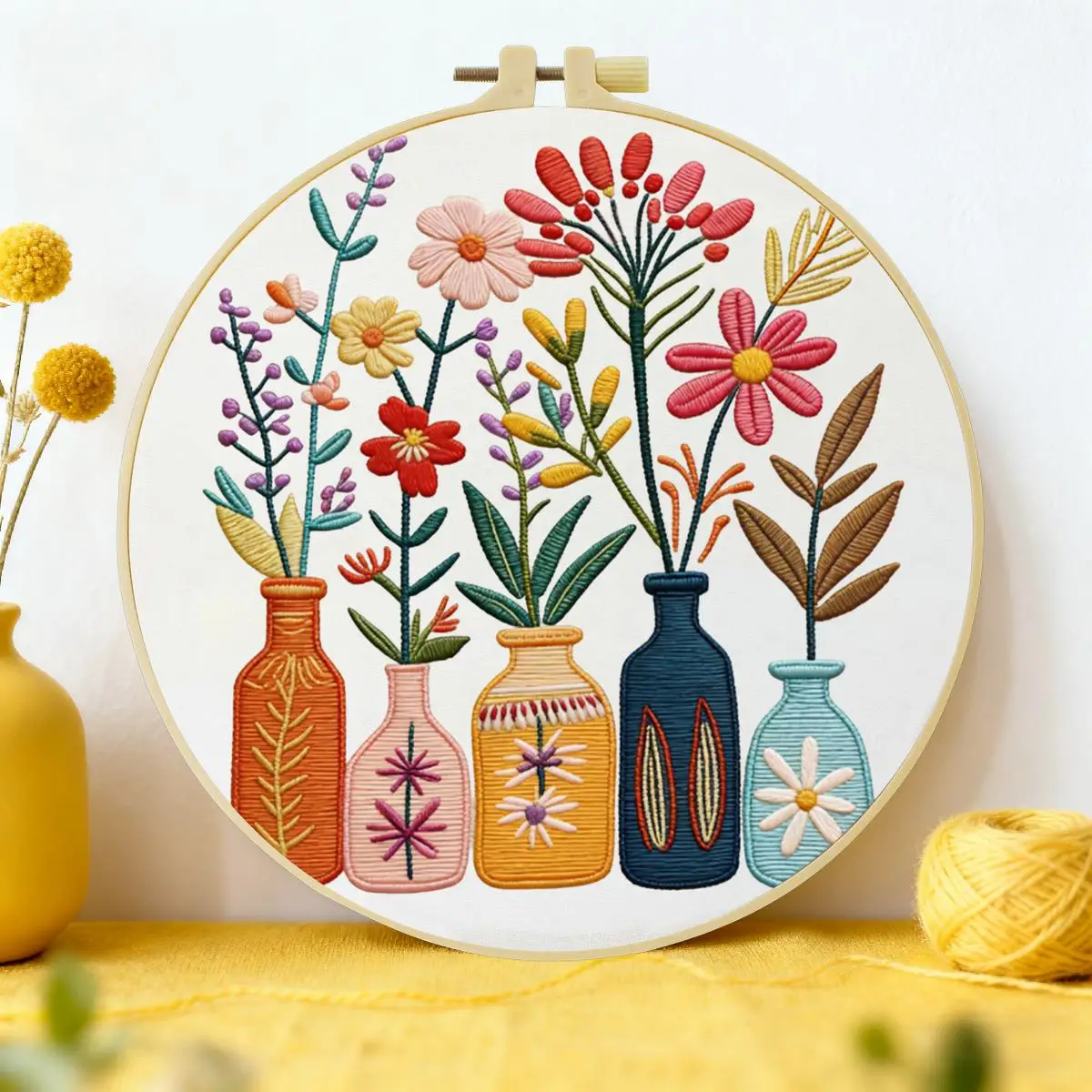 1 Stück 20x20cm/15x15cm 7,87/6,3 Zoll Vasen-Stickerei-Starter-Kit DIY-Kit DIY-Stickerei-Set Handarbeiten Heimdekoration Nähkunst – Detail 1