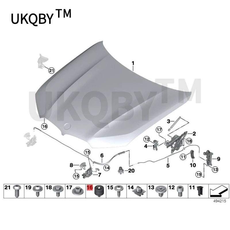 51237162448 Front hood damping rubberCover Cushion Stop 1 3 5 6 7 Series f18 f10 525b mw535 116 740 760 X1 X3 X5 X6 Cushion pad