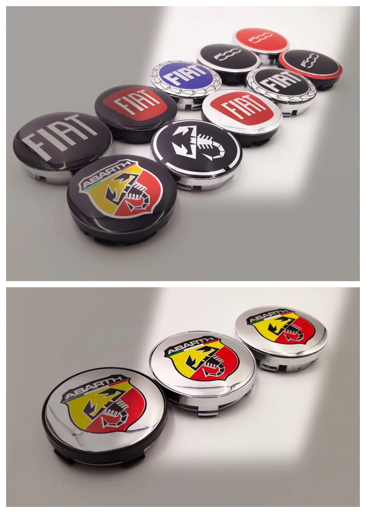 4 Stück 56mm 5,6cm Radkappen Auto-Radnabenabdeckung Original-Abdeckungen Radkappen Radnabenkappen für Fiat 500 Abarth Logo