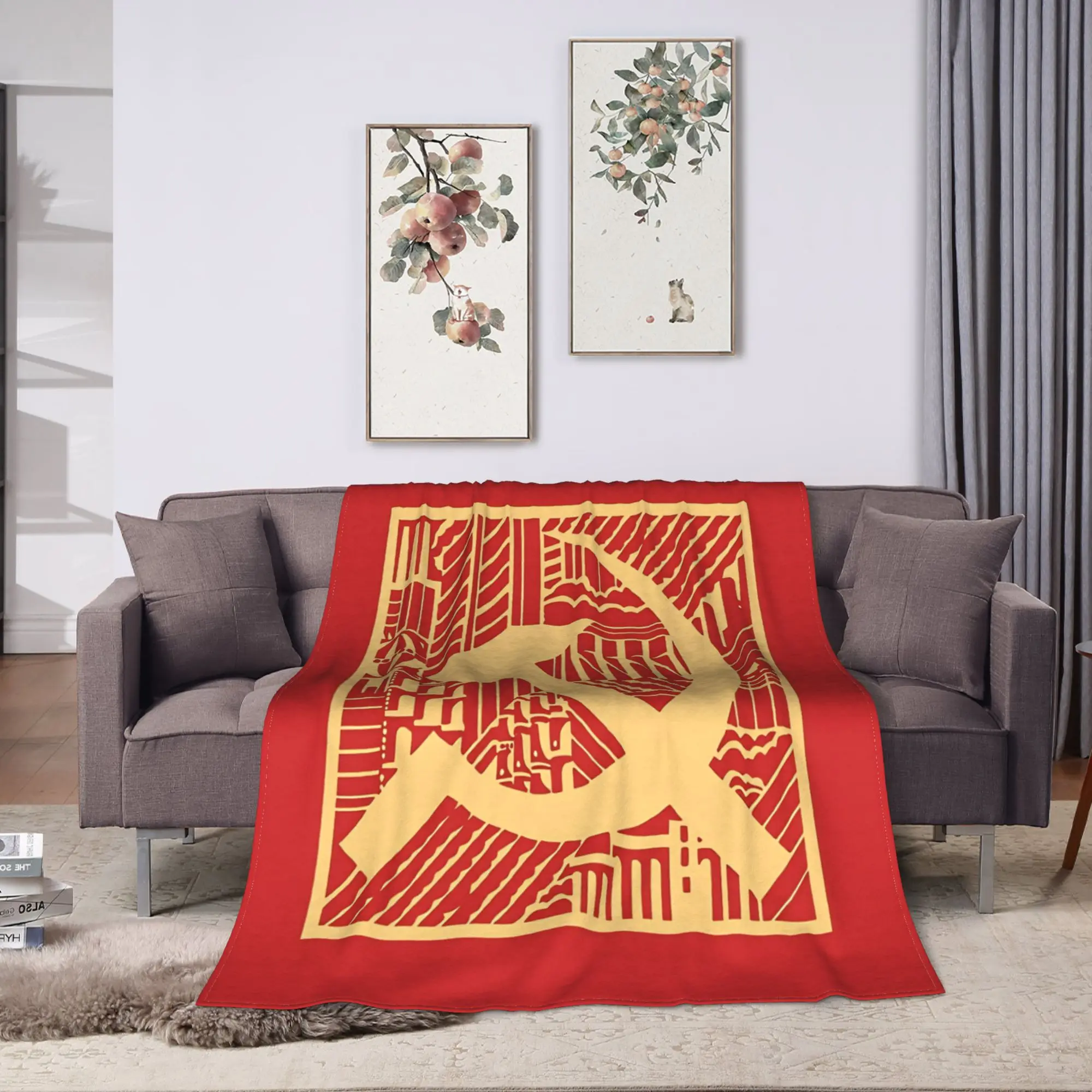 CCCP Soviet Hammer And Sickle Star Flannel Blanket Winter  Super Warm Bedding Throws for Kids Adult Couch Sofa Bed Cover