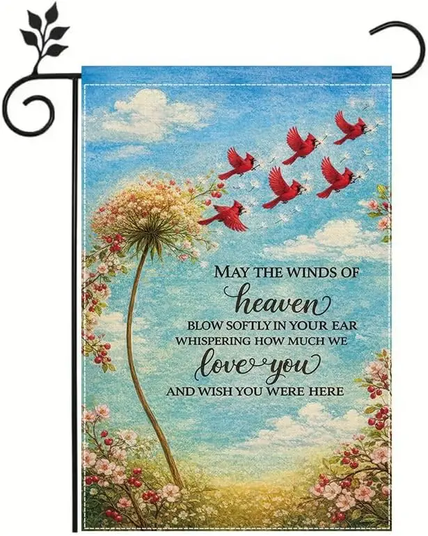 Garden Flag 12x18 Inch, Cardinal Memorial Garden Flag with Inspirational Quote, Double Sided Outdoor Sympathy Yard Flag, Flo llp