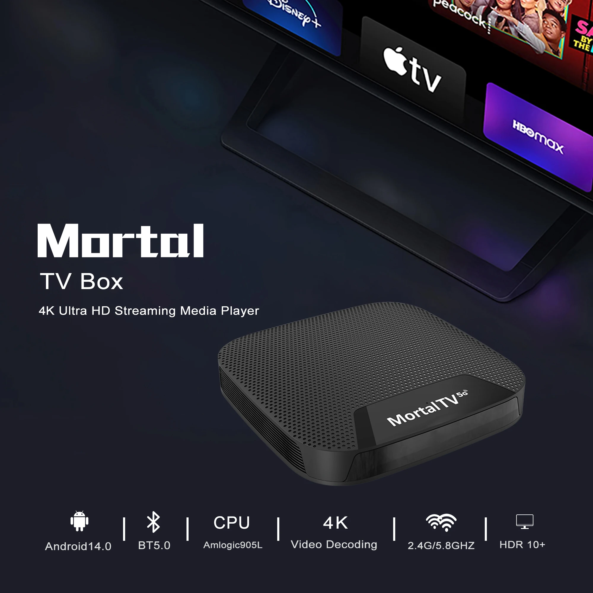 Global Version MORTAL T4 5GWifi Amlogic S905L Smart TV Box Android14 1GB8GB Bluetooth 4K HDR10 Youtube Multi Language PLayer