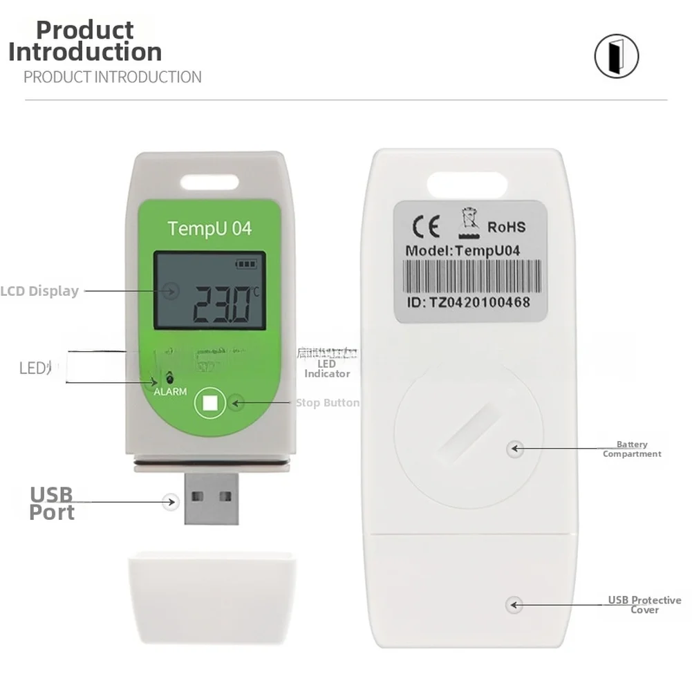 Data Logger for Temperature Monitoring USB Connection LCD Screen 32000 Reading Capacity -30 to +60 C Resolution 0.1 C