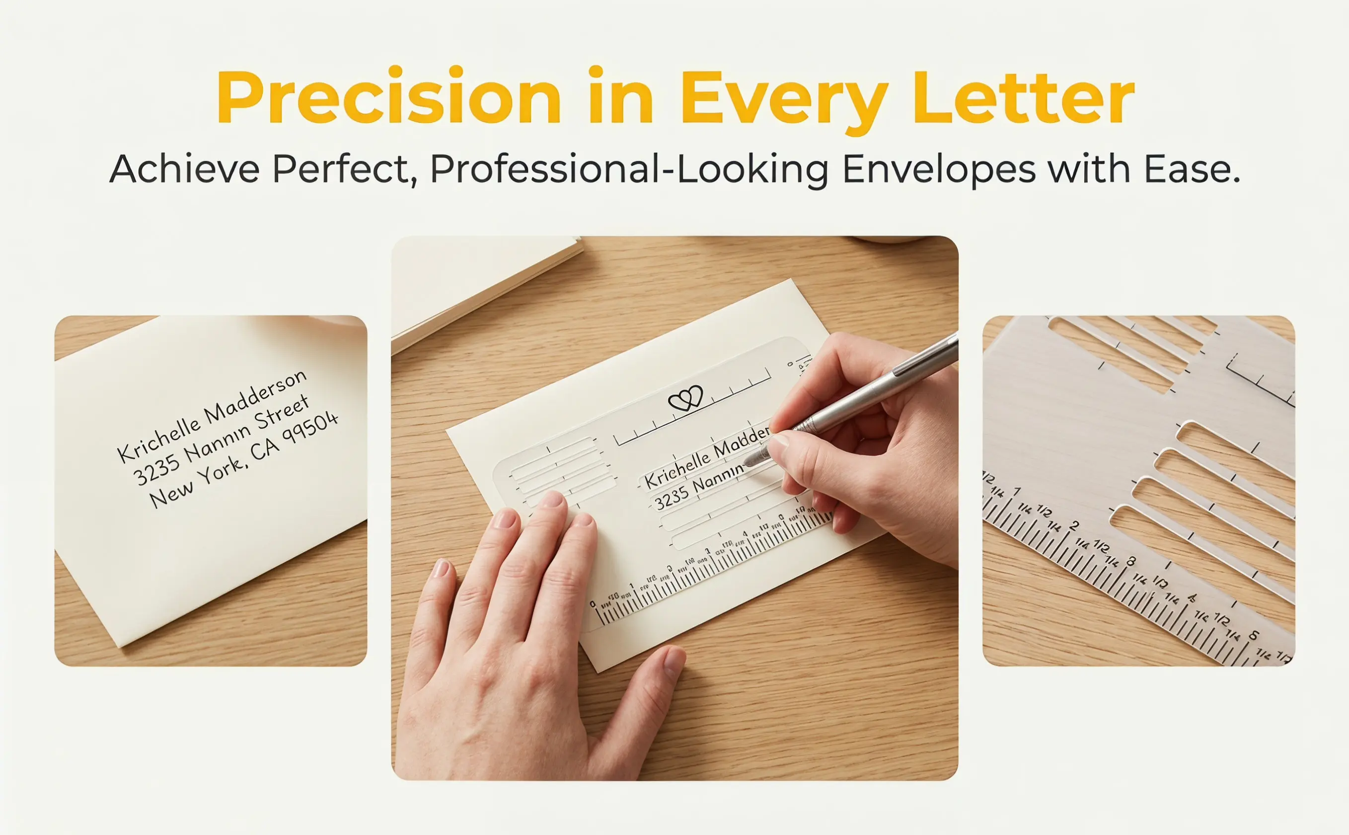 4Pcs Envelope Addressing Guide Template Plastic Stencil for Handwriting Practice Calligraphy Wedding Invitations Greeting Cards