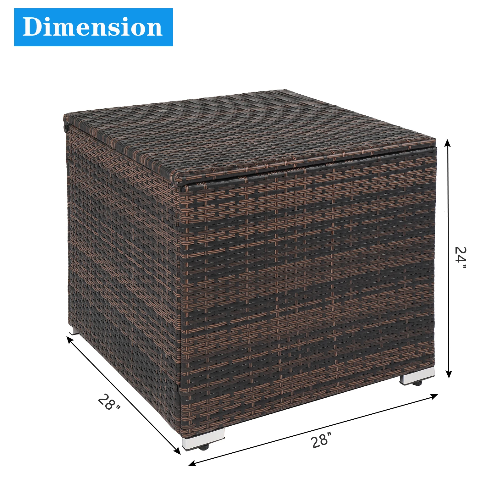 [Flash Sale]71x71x60.5CM Square Brown Gradient Iron Frame Can Be Stored Rattan Locker Idea for Indoor Outdoor Storage[US-Stock]