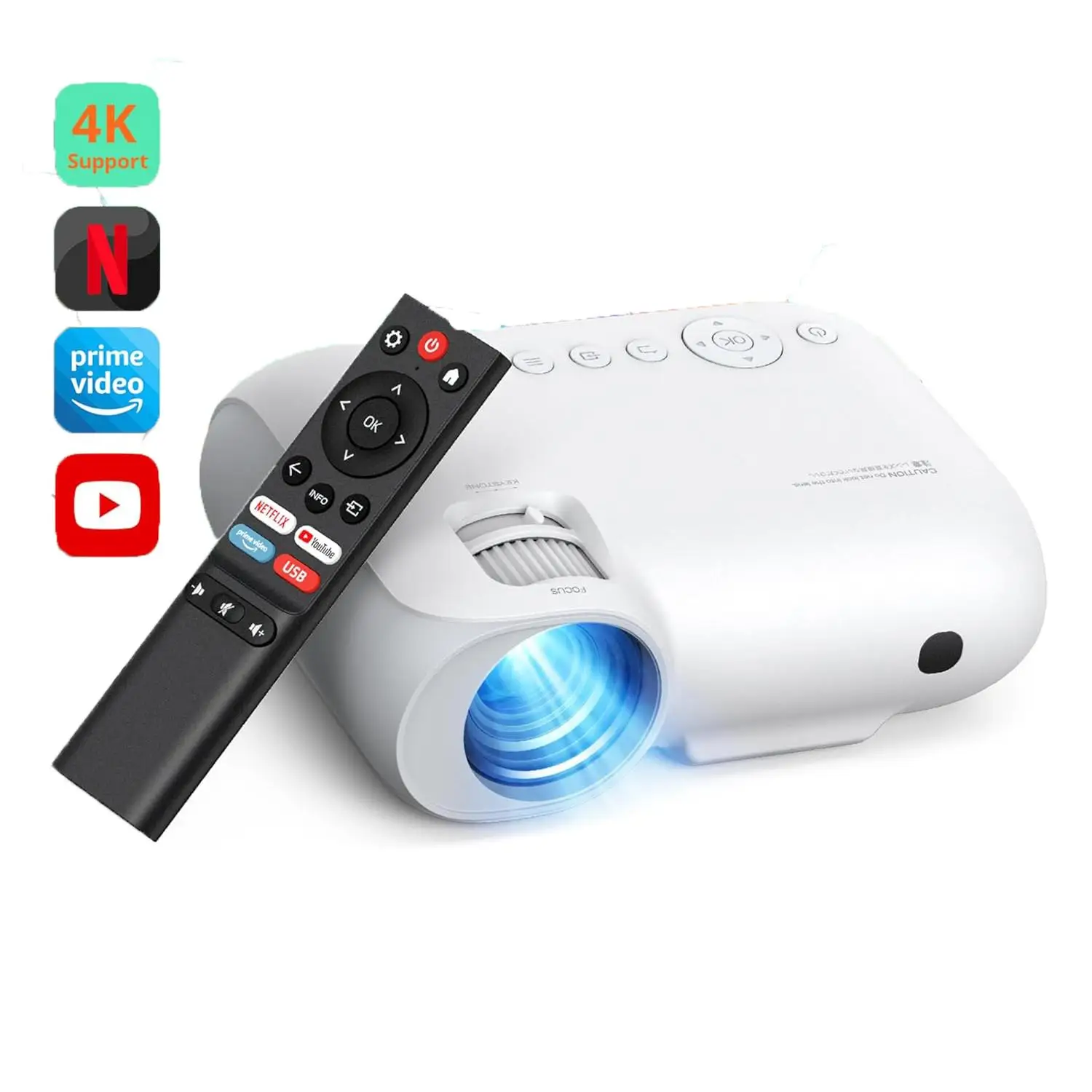 4K Projector 【Official netfill & Dolby Audio】 15000 lumens zoom/trapeze correction WiFi Bluetooth projector Full HD 1080P, YOTON Y9 video projector for home theater/Mobile Phone Projector