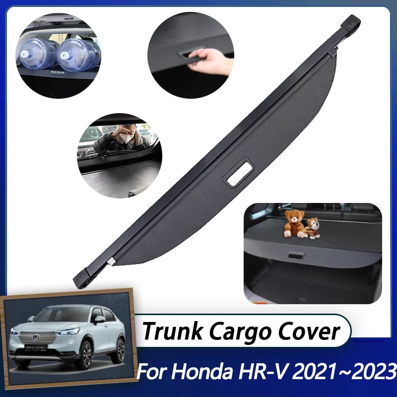 Rear Cargo Cover For Honda HR-V HRV HR V Vezel 2023 2022 2021 Trunk Luggage Curtain Organizer Retractable Shielding Accessories