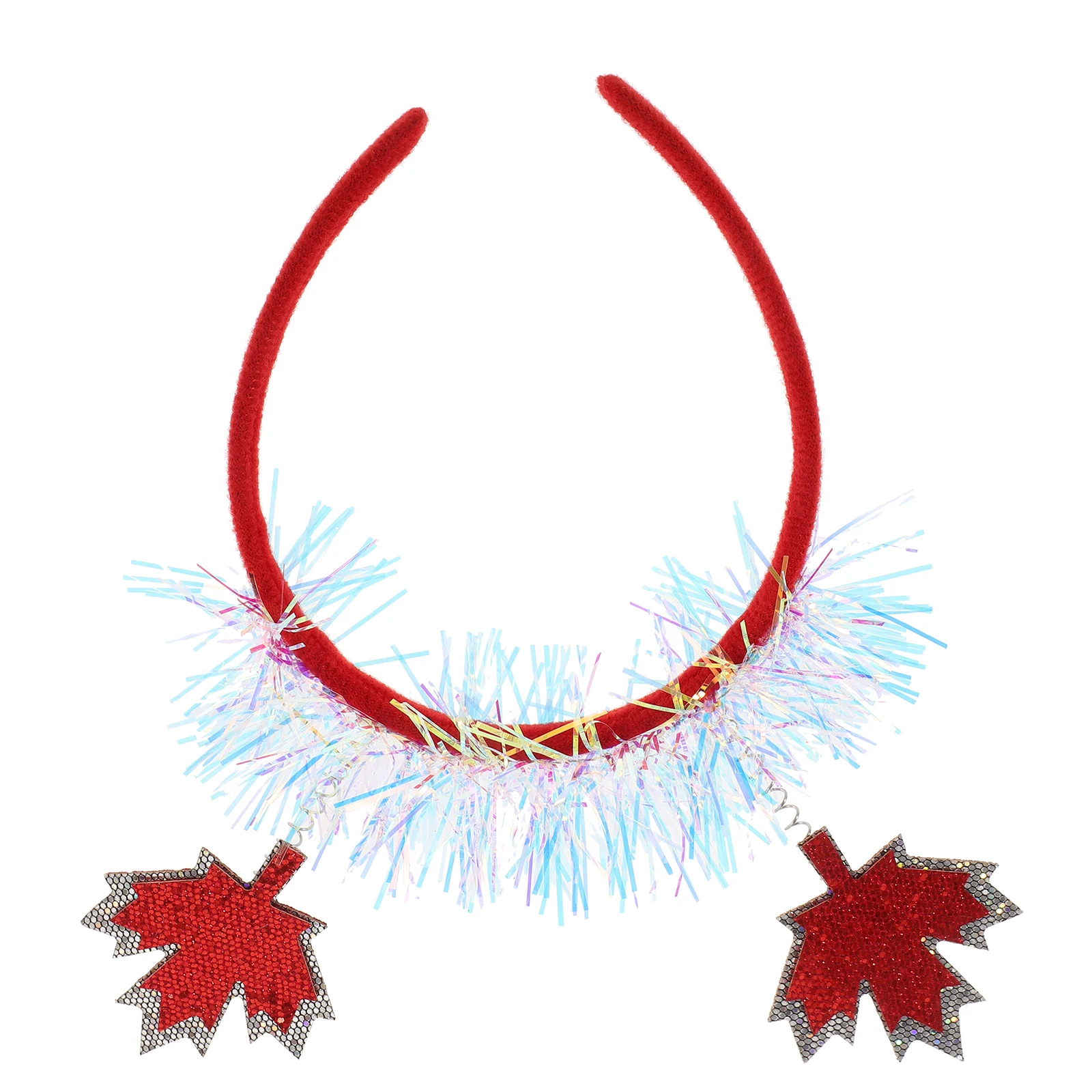 

2pcs Red Maple Leaf Headbands for Women Canada Day Party Accessories Festive Hair Bands Tinsel Hoop Hair Decorations