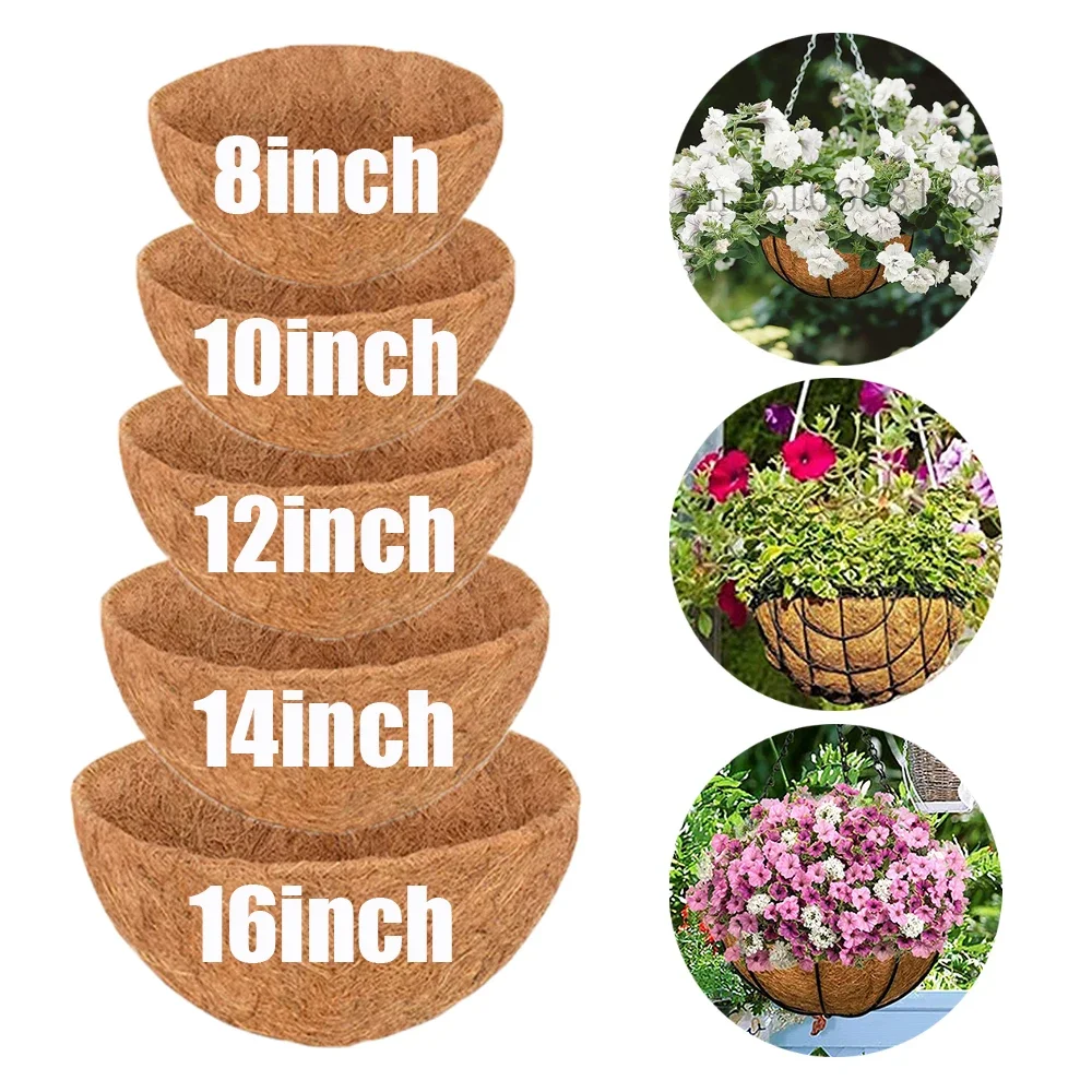 Natural Coconut Fiber Liners Thick Coconut Liners for Planters Round Hanging Basket Liners Replacement Liners for Garden