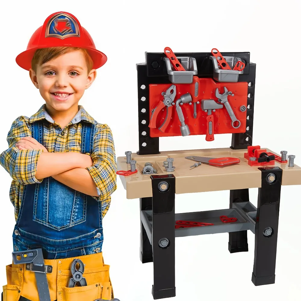 Kids Tool Bench Toddler Tool Set with Workbench Drill Pretend Play Construction Indoor Outdoor Toy Birthday Gift for Boys Girls