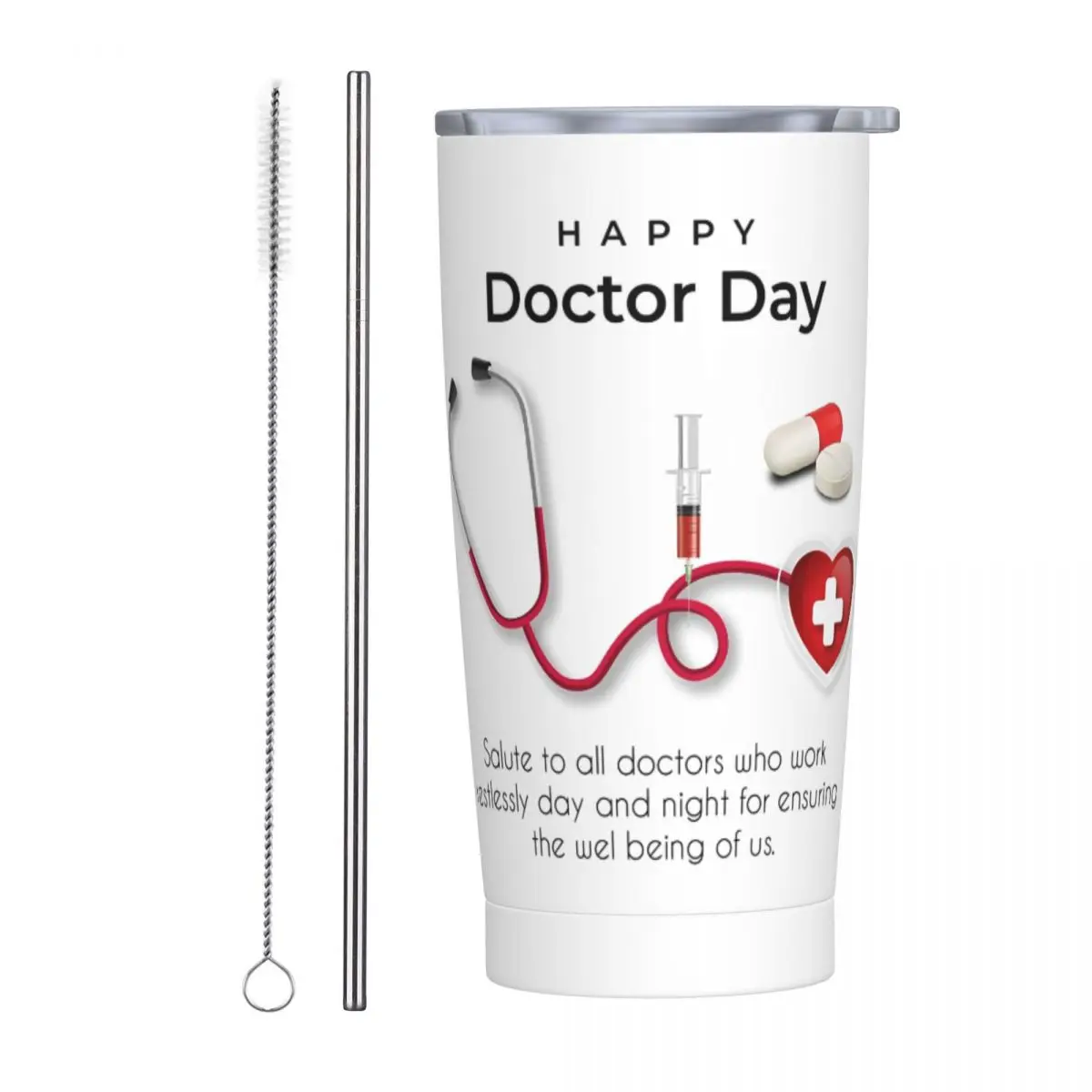 Счастливый доктор день стакан из нержавеющей стали Сердце Вождение автомобиль кружки большие термочашки сохранить тепло холодный и горячий молока чай воды бутылка