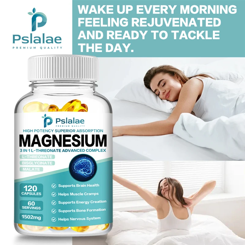 

Magnesium L-Threonate Capsules - Supports Focus, Memory & Learning Brain Health Supports Quality of Sleep - 120 Capsules
