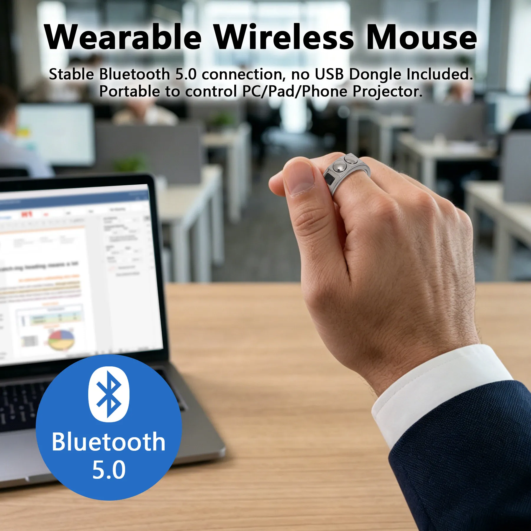 Ring mouse total page browsing for mobile phone/computer/AR glasses/smart TV