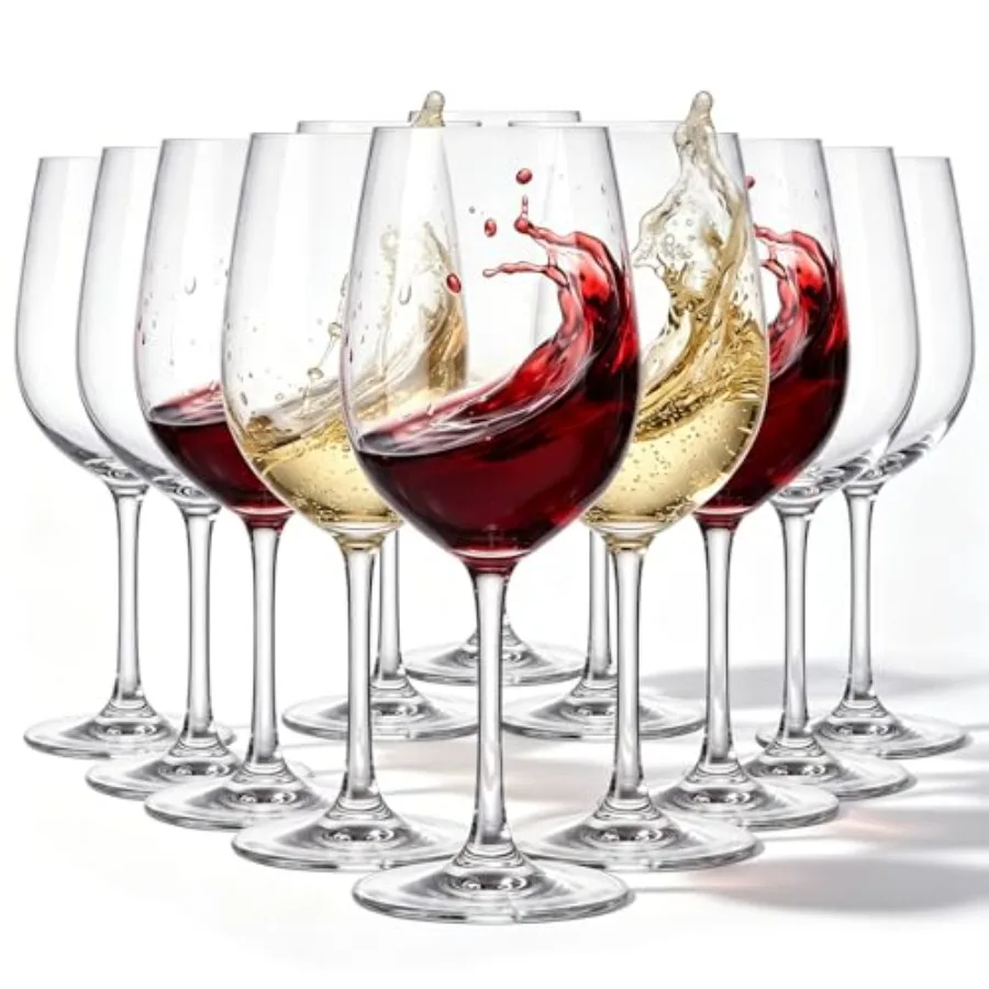 Set of 12 unbreakable plastic wine glasses for outdoor dining, clear polycarbonate, 19 oz capacity, shatterproof and dishwasher