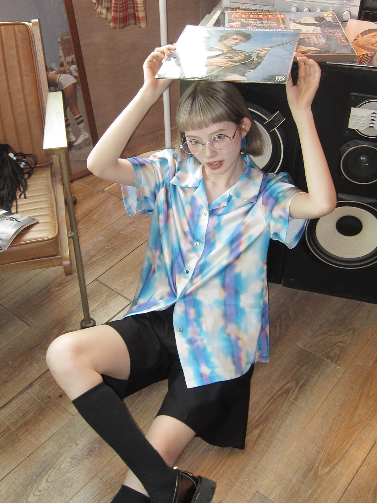 

Dry Out-of-Focus Floral Print Cuban Collar ort Sve irt Women's Summer Top Loose Fit Commute Sle Polyester 00%