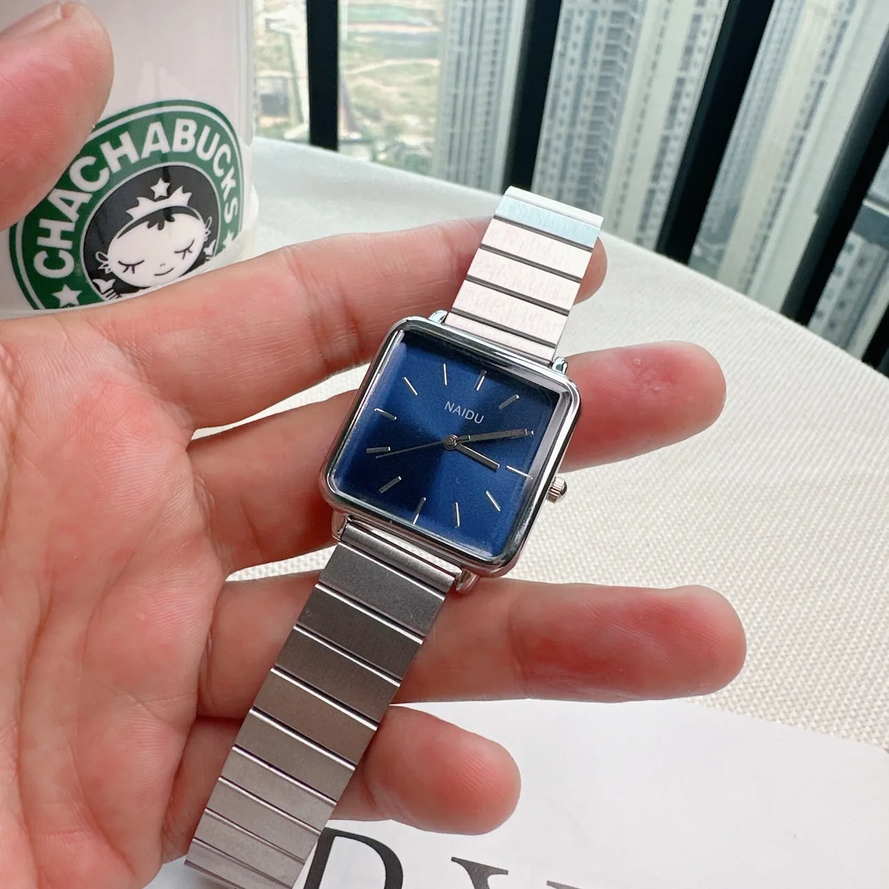 Luxuriöse Damen-Quadratuhr aus Edelstahl mit Verstellbarem Armband, Modisches Geschenk, Quarz-Armbanduhr für Damen, Dropshipping Relojes Para Mujer – Detail 3