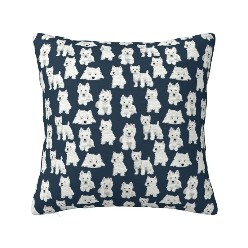 

West Highland White Terrier Dog Pillow Bedroom Decoration Nordic Westie Puppy Outdoor Cushions Square Pillowcase