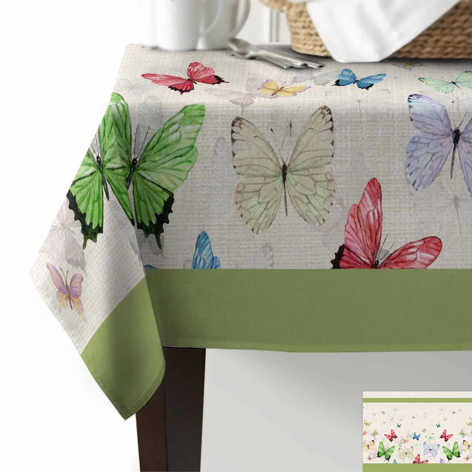 Butterfly Watercolor Animal Gradient Anti-scalding Waterproof Tablecloth Rectangular Round Table Cover Kitchen Furnishings