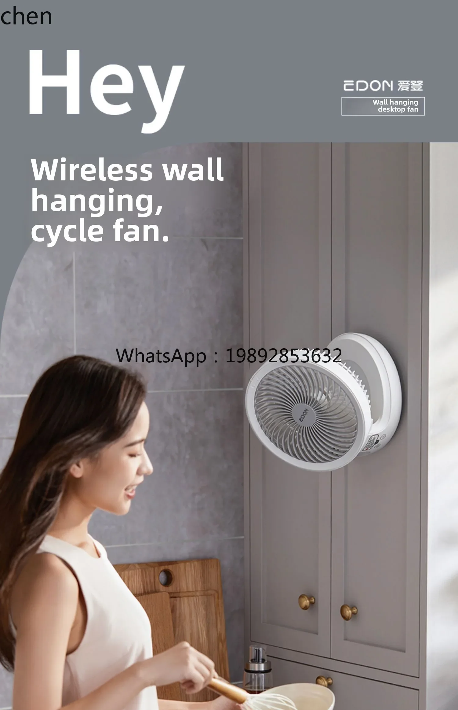 cc29Suspended Air Circulation Small Desktop Fan Toilet Kitchen Rechargeable Fan Bathroom