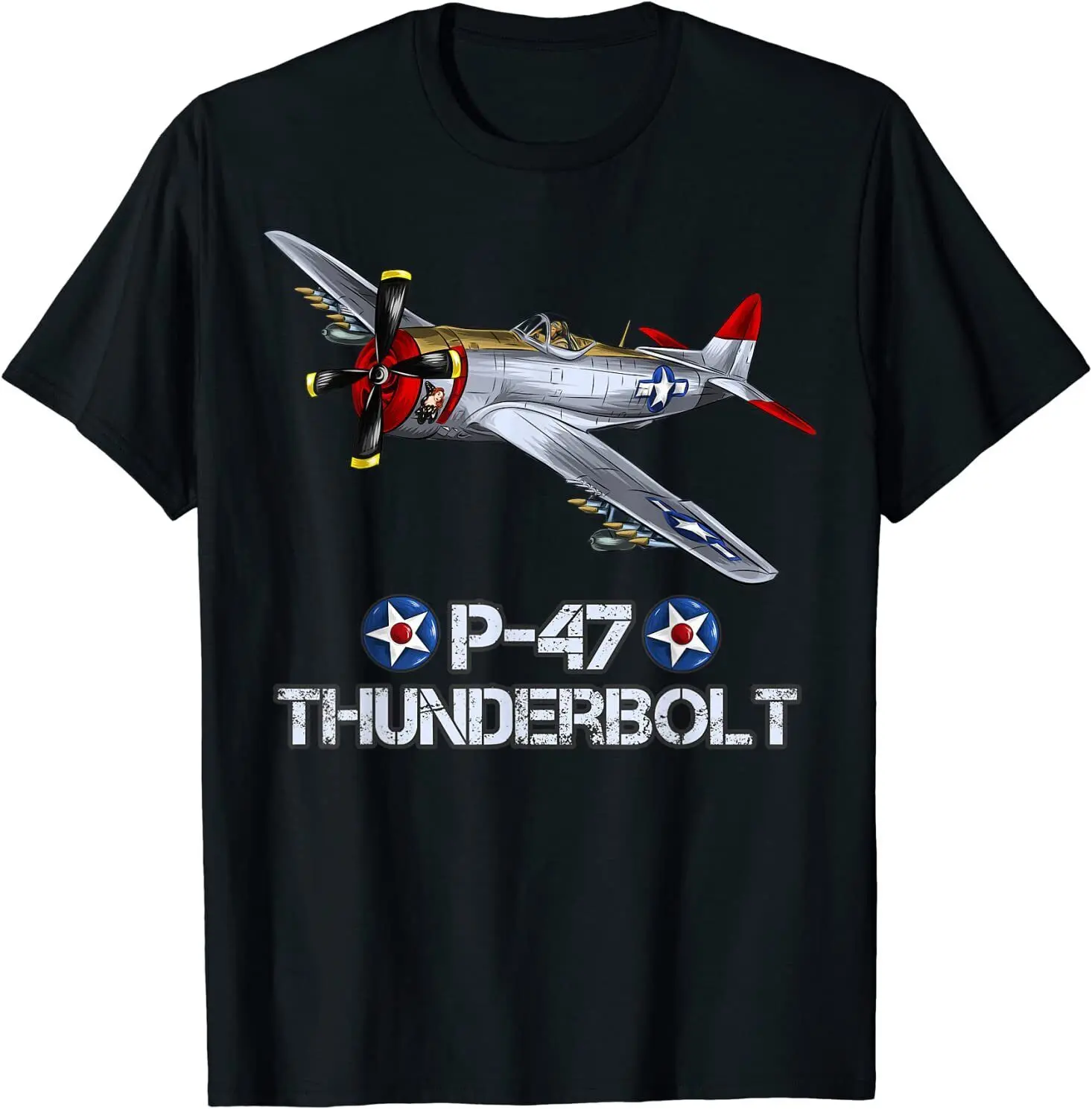 

World War 2 P-47 Thunderbolt Fighter Airplane T-Shirt Short Sleeve Casual 100% Cotton Shirt
