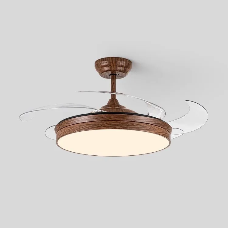 Wabi silent wind invisible fan light walnut pattern retro restaurant chandelier