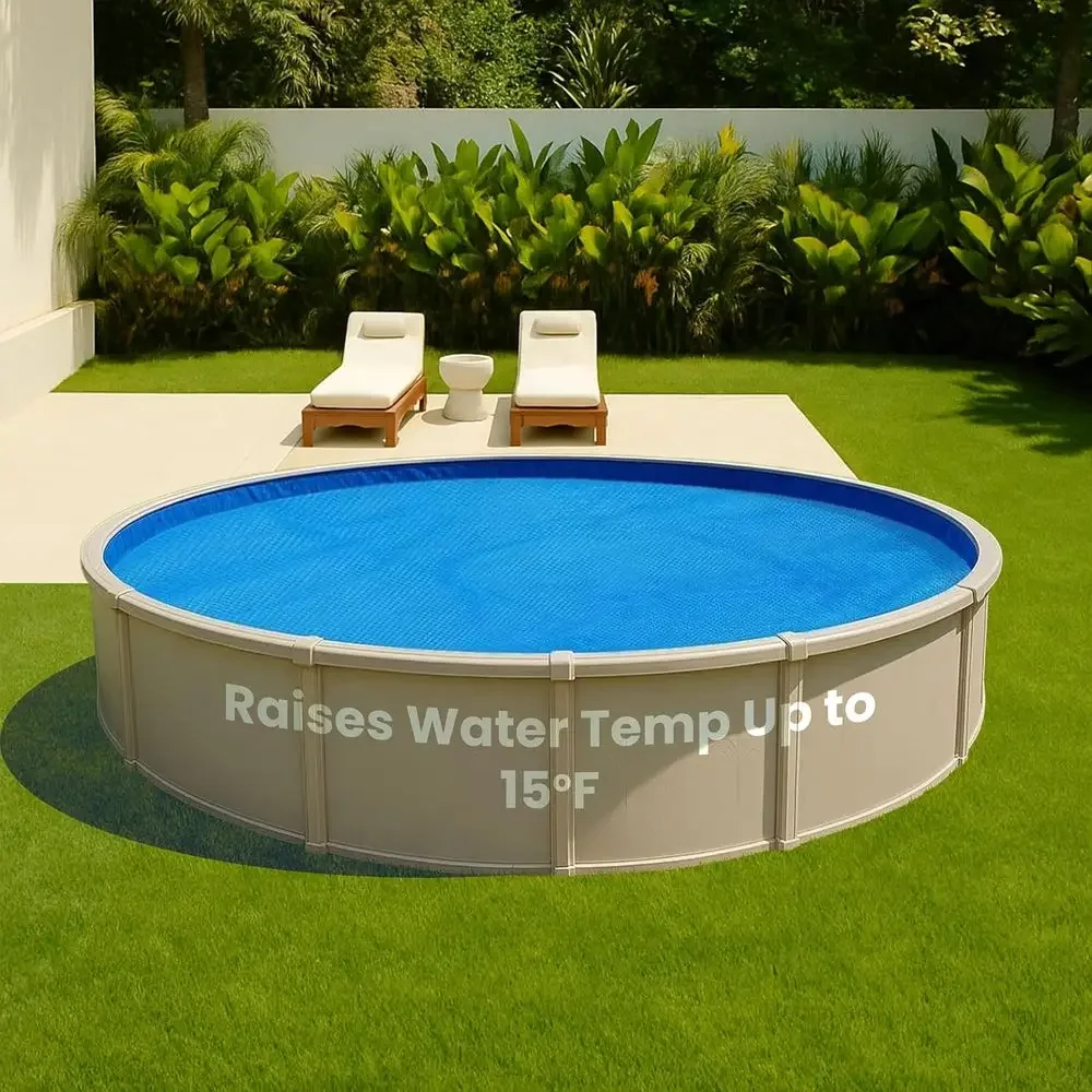 

16 Mil Thick Round Pool Cover - Blue Blanket for Water Conservation and Debris Protection