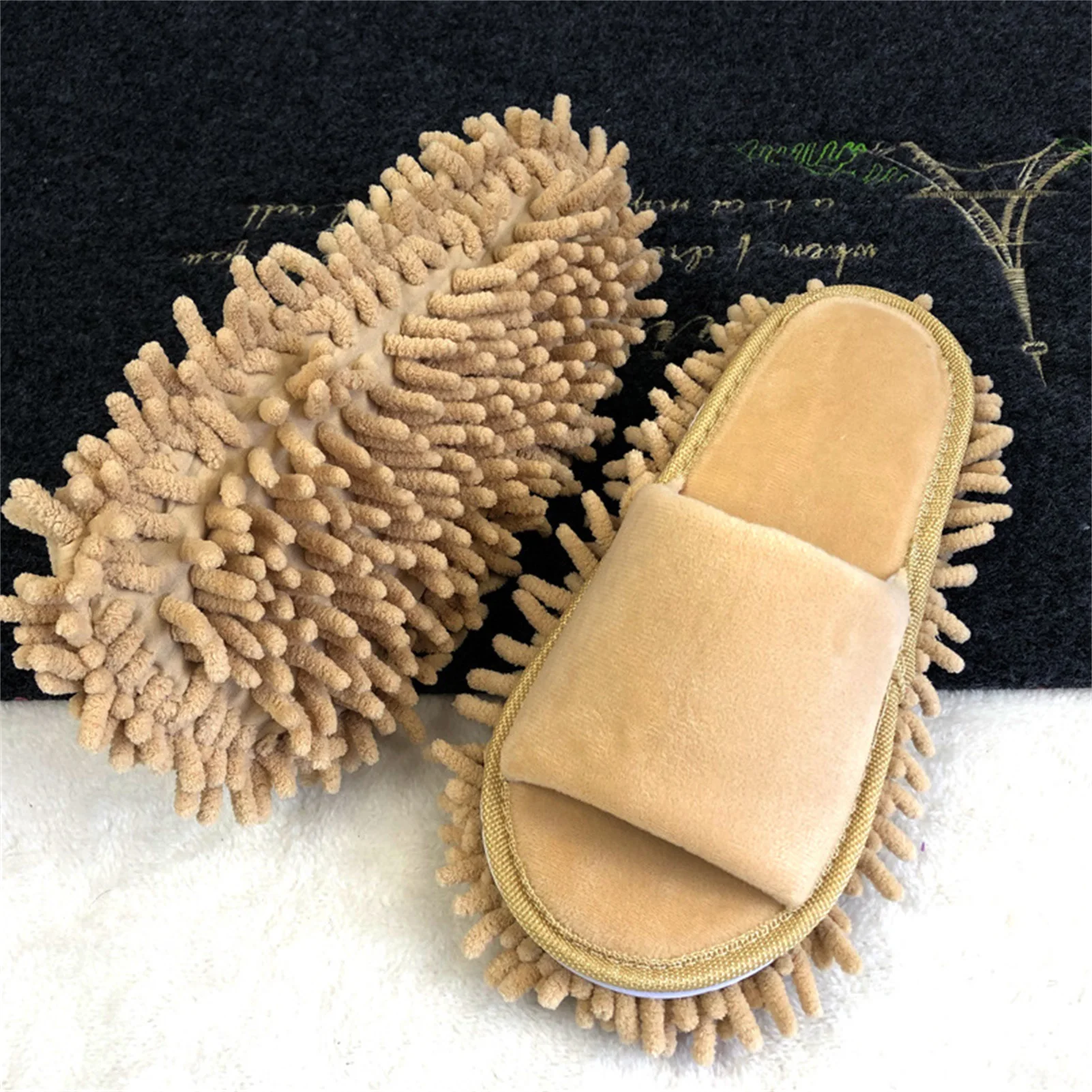 1 Pair Floor Slippers Lazy Open Toed Mop Multifunction Floor Dust Cleaning Slippers Shoes Soft Washable Cleaning Slipper