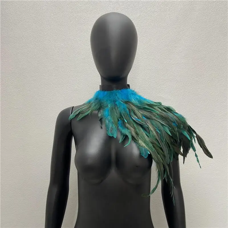 Feather Shrug Shawl Shoulder Wrap Cape Retro Gothic Collar Cosplay Party Stage Performance Fake Collar Costume Accessories