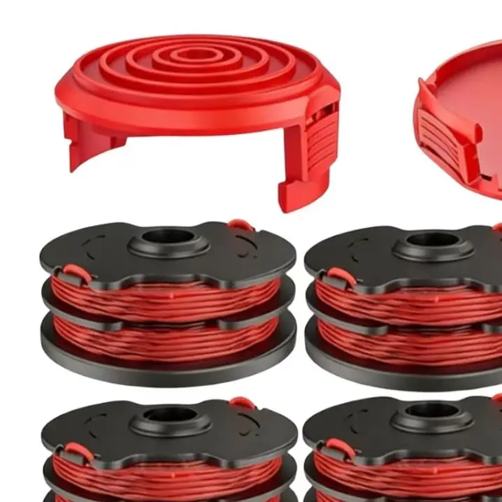 

6PCS 1.6mm Trimmer Spools With 2 Covers Replacement For Hyper Tough HT18-401-004-01 String Trimmer Lawn Mower Accessories