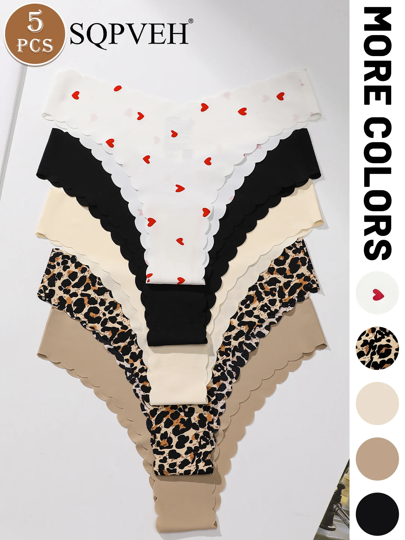 5-Piece Set Fully Printed Women's Triangle Panties Smooth Skin-Friendly Soft Underwear Wavy Edges Comfortable Women's Briefs