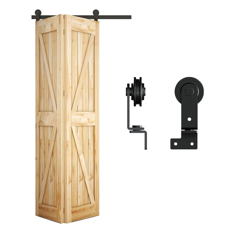 Imagem -02 - Ccjh Duplo Dobrável Porta Deslizante Kit Durável Sistema de Porta Deslizante Hardware Kit Apenas sem Porta