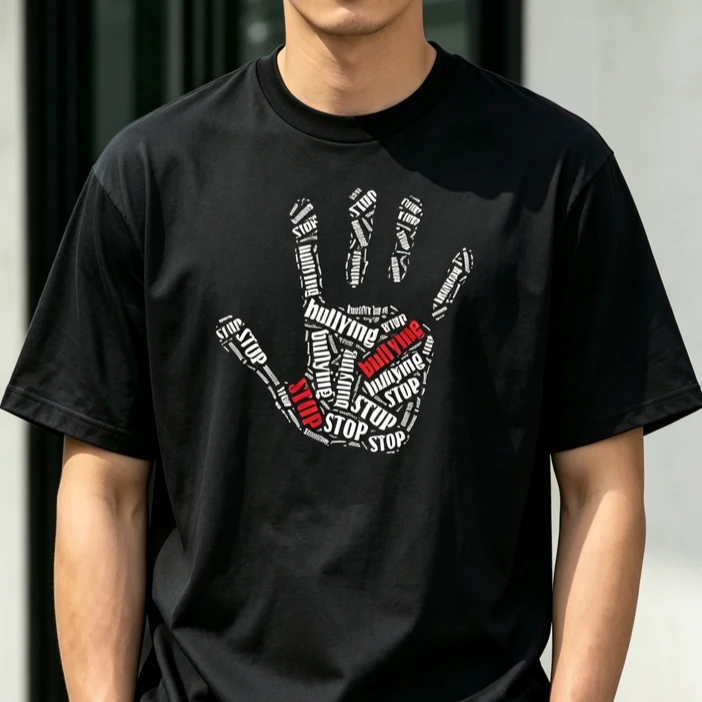 Anti Bullying Hand Print T Shirt Stop Bullying Unity Graphic Tees Casual Short Sleeve Cotton Unisex Summer Streetwear Y2k Tops