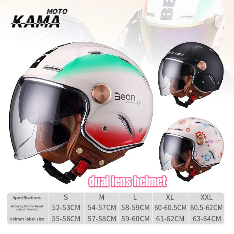 

BEON Retro 3/4 Open Face Motorcycle Helmet Vintage Casco De Motocicleta Men Women Scooter Motorbike Helmet DOT ECE Шлем