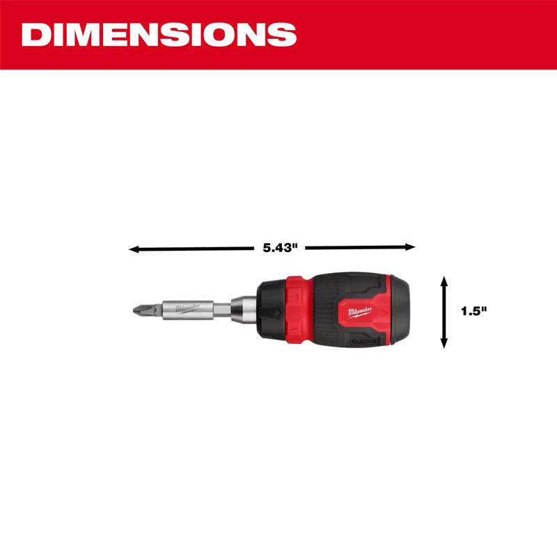 Milwaukee 48-22-2913 8-in-1 Ratcheting Compact Multi-Bit Screwdriver Multifunctional Removable Tool Part Accessory