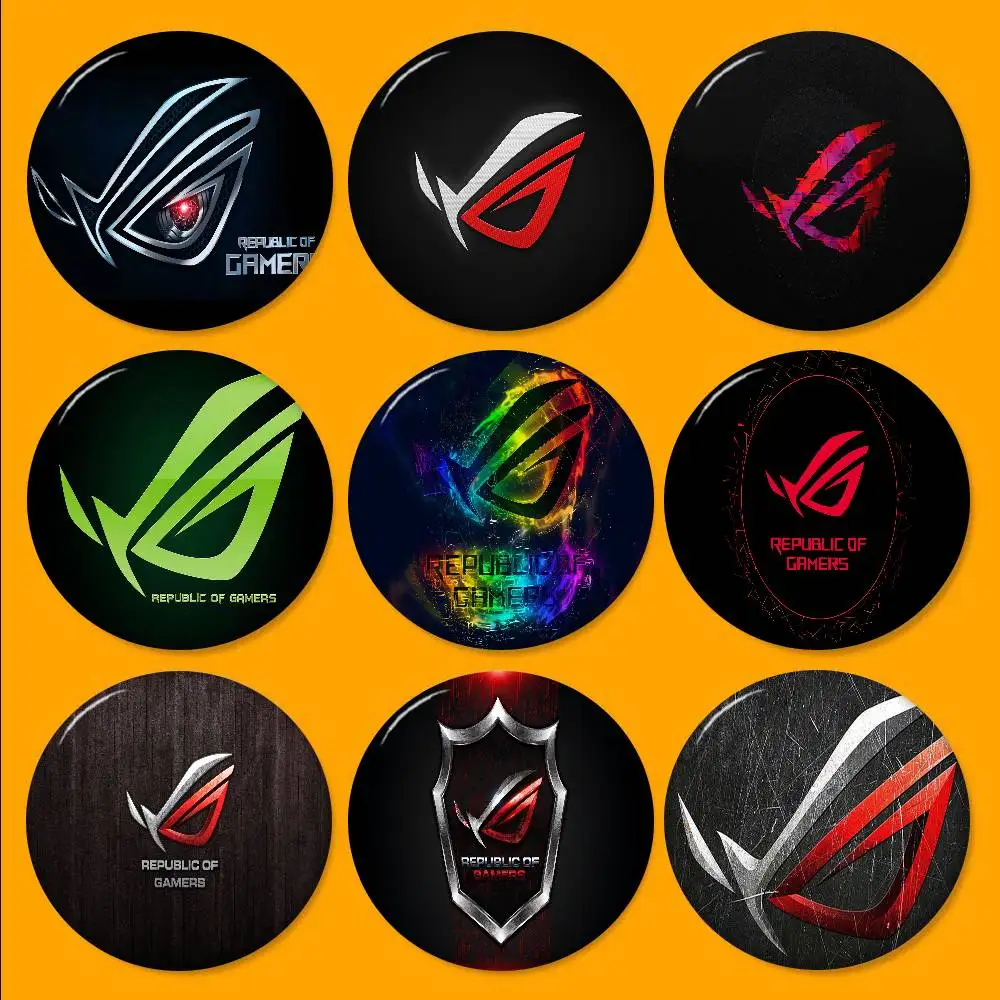 ASUS R-ROG Republic 58mm Cute Anime Figure Icon Badge Handmade Tinplate Brooch for Backpack Clothes Chest Ornament Gifts