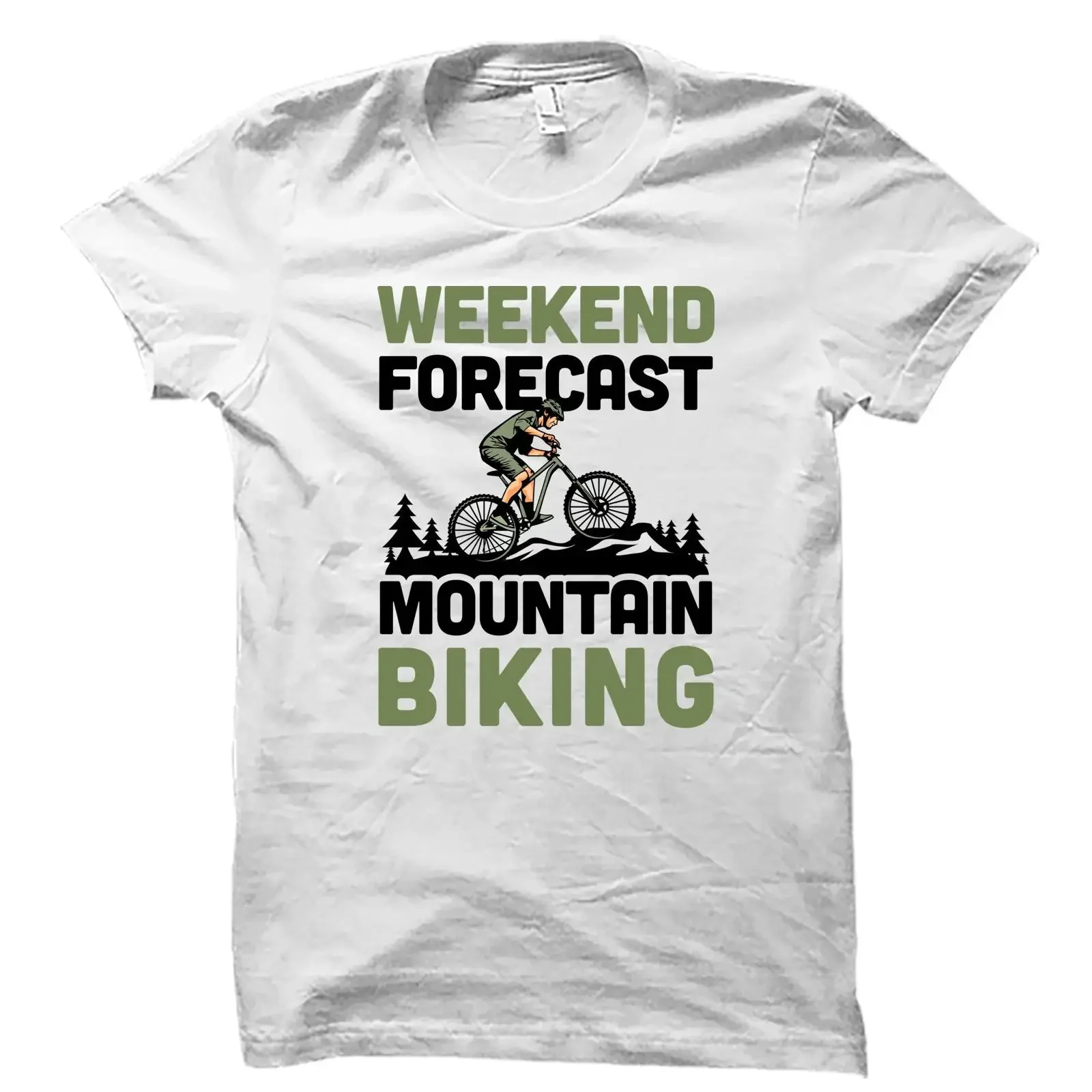Weekend Forecast Mountain Biking T Shirt Funny MTB Rider for Cyclist Outdoor Bicycle Enthusiast  vintage Washed Soft Stylish