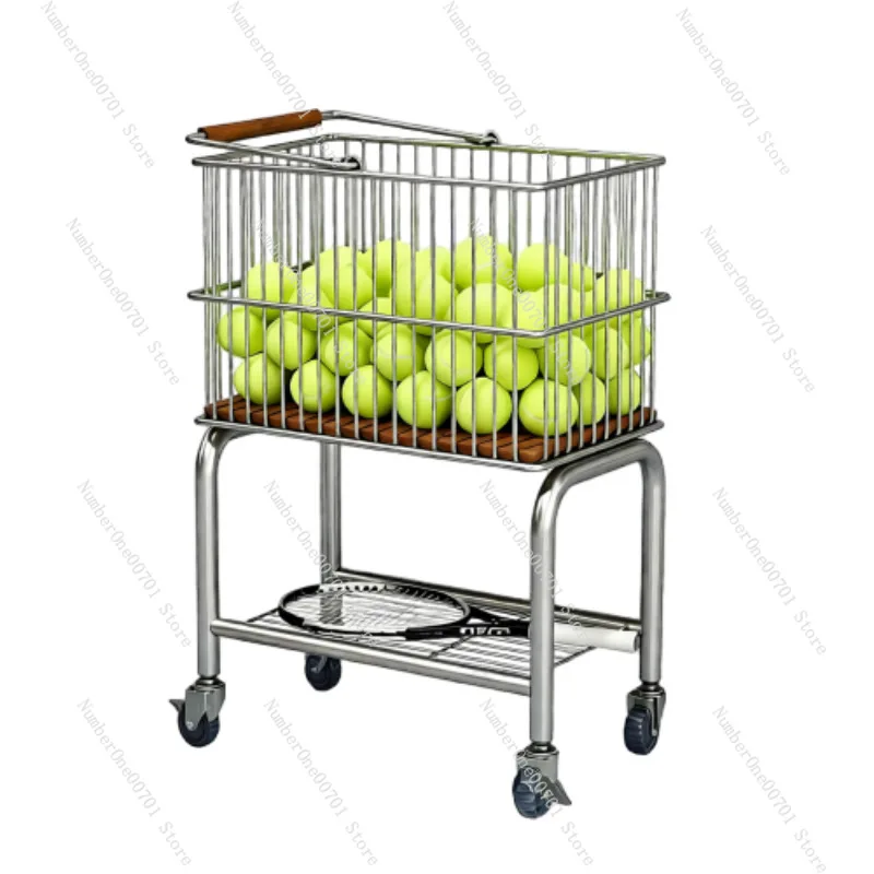 Portable Multi-Functional Tennis Ball Cart With Wheels Large Capacity Storage Hopper For Coach Training Use