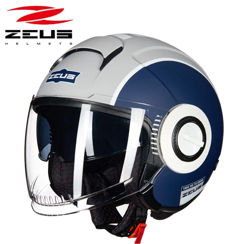 ZEUS Electric Men\'s Motorcycle Helmet Open Face Double Lens Winter Motocross Accessories Biker Bicycle Scooter Helmets