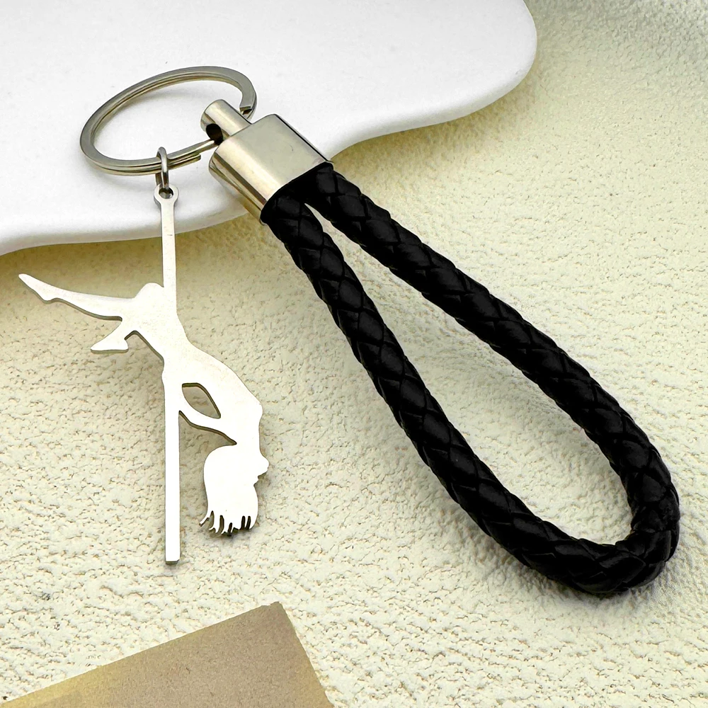 Pole Dance Mädchen Musical Schlüsselanhänger Für Frauen Männer Edelstahl Pu Leder Tasche Charme Kunst Liebhaber Schlüsselanhänger Schmuck Geschenke – Detail 7