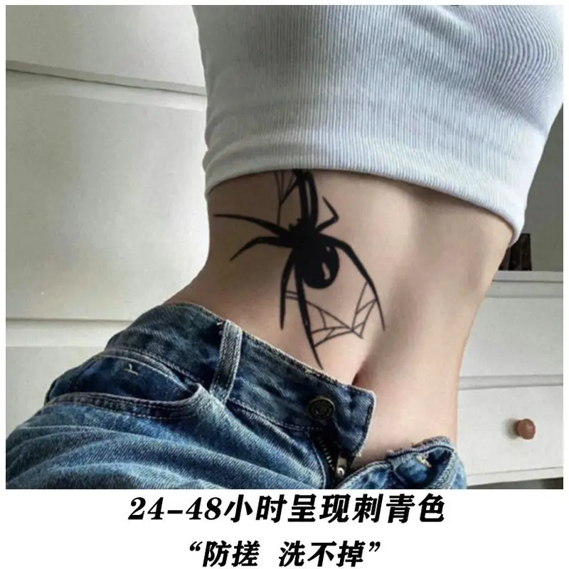 Pegatinas de tatuaje Sexy para mujer, tatuajes góticos falsos temporales, tatuajes de corazón impermeables, arte de araña duradero, tatuaje de jugo de hierbas frescas