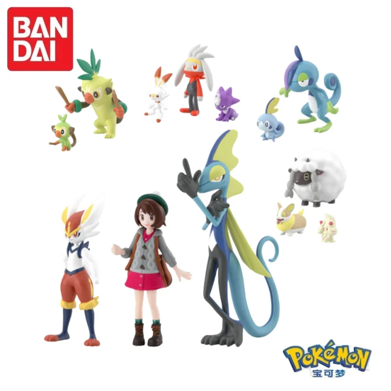 В наличии оригинальные Bandai POKEMON Galar Region Gloria Cinderace Scorbunny Thwackey Inteleon аниме фигурки игрушки для детей подарок