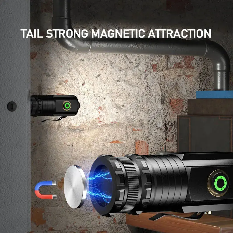 Aluminum Alloy 3LED Mini Flashlight Rechargeable EDC Torch Waterproof Hiking Camping Portable Flashlight with Clip Tail Magnet