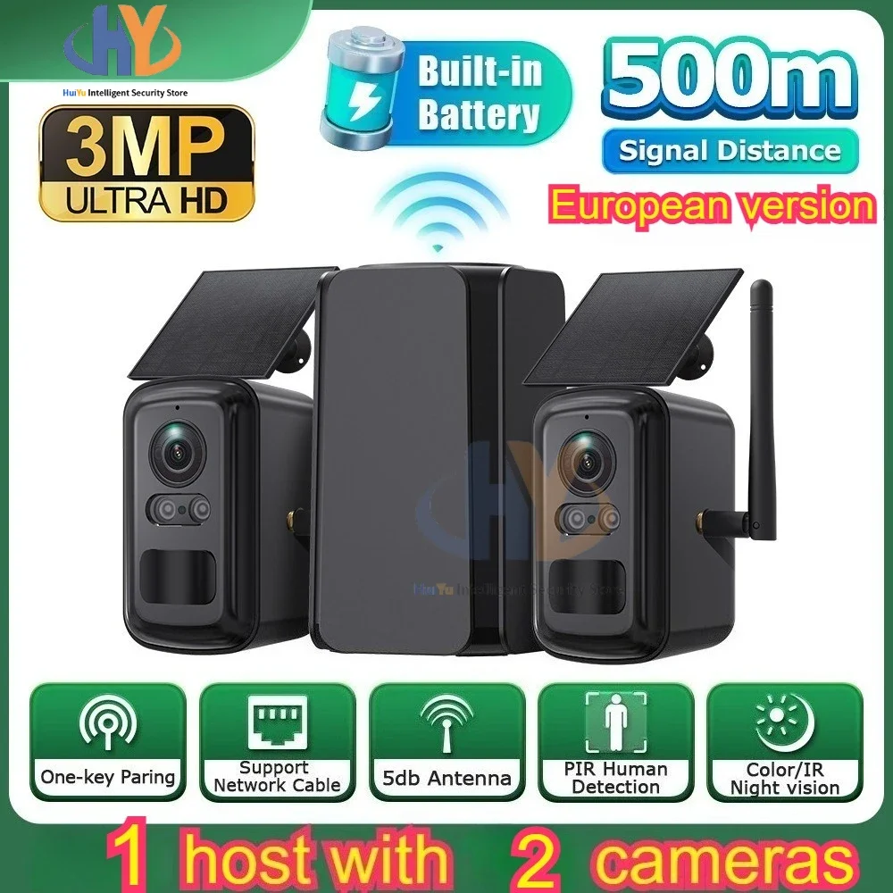 كاميرا مراقبة تعمل بالطاقة الشمسية للمزرعة والعقدية والفيلا تعمل بالواي فاي، كاميرا Home Hub Combo Kit IP، كاميرا مراقبة فيديو للأمن الخارجي #1